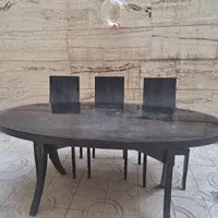 میز ناهار خوری ۸ نفره چرم مشکی