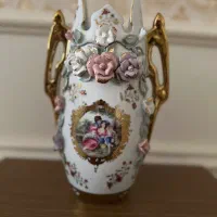 گلدان چینی لیلی مجنون گل برجسته