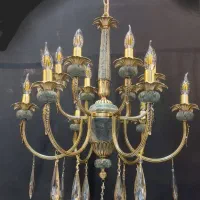 تولیدی لوستر رستمی .لوستر ترکیبی سنگ طبیعی و برنز|لوستر و چراغ آویز|هشتگرد, شهرک اداری|دیوار