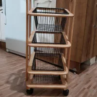 سبد سیب زمینی و پیاز  چوبی