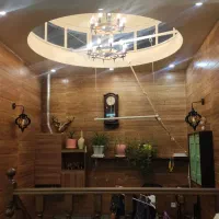 لوستر دو طبقه ۱+۱ ترکیب چوب و فلز