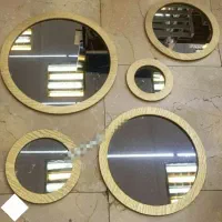 آینه پنج تیکه گرد طلایی نونو دیوار کوب