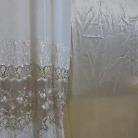 پرده کتان و شیشه ای فلت با زیر پرده|پرده، رانر، رومیزی|کرمانشاه, |دیوار