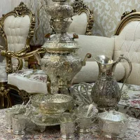 سرویس کامل سماور و قوری و چای خوری نقره