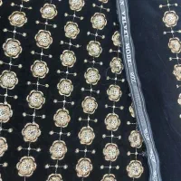 پارچه مخمل طلاکوب کارشده ۱و۱۰سانت مخصوص