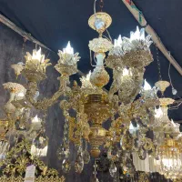 لوستر فلزی کریستال 3 شاخه کلاسیک|لوستر و چراغ آویز|اصفهان, بوستان ناژوان|دیوار
