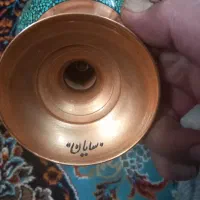 ظرف مسی با مرصع کاری سنگ فیروزه بر بدنه ظرف|صنایع دستی و سایر لوازم تزئینی|تهران, چهارصد دستگاه|دیوار