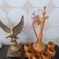 جام چوبی وعقاب برنجی عتیقه