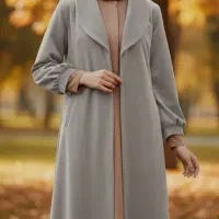مانتو / پالتوی پاییزه شیک و مخمل (رنگ طوسی بژ)