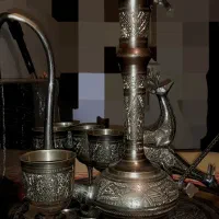 ست گلاب پاش شراب خوری سینی گوزن هندی برنجی