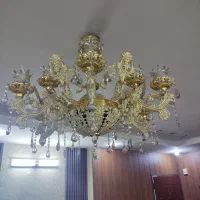 لوستر12شعله پتینه سفید طلایی