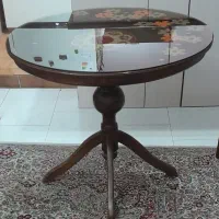 میز ناهارخوری چوبی گرد تک با رنگ گردویی