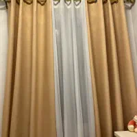 پرده پانچ دو رنگ کرم و سفید|پرده، رانر، رومیزی|تهران, نظام‌آباد|دیوار