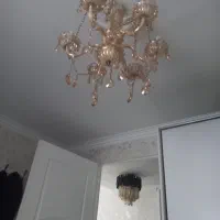 لوستر کریستالی ۶ شاخه اویز رنگ شامپانی