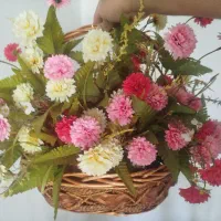 سبد گل بزرگ مصنوعی دسته دار حصیری چوبی|صنایع دستی و سایر لوازم تزئینی|رشت, گلسار|دیوار