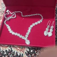 سرویس گردنبد نقره باگوشواره