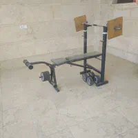 میز چندکاره بدنسازی به همراه هالتر و دنبل