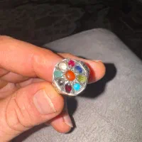 انگشتر نقره ۹ تا نگین اصلی دست ساز