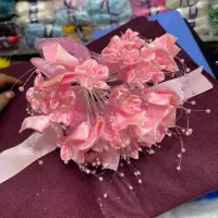 دسته گل عروس سفید و صورتی