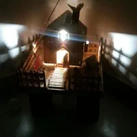 چراغ خواب کودک هنری کار دست کلبه چوبی دکوری رومیزی