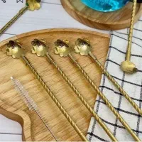 نی شربت خوری سیلور وطلایی