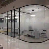 پارتیشن اداری شیشه ای فریم لس و چوبی