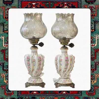 چراغ لاله شمعدان آنتیک گل برجسته