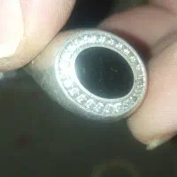 انگشتر نقره با نگین اونیکس و مخراجکاری بلریان