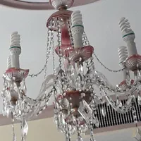 لوستر کریستالی ،سفید صورتی درخشان