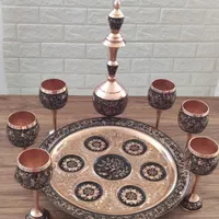 ست ظروف مسی شش جام و سینی و تنگ|صنایع دستی و سایر لوازم تزئینی|شاهین‌شهر, عطار|دیوار
