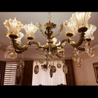 لوستر برنز نه شاخه|لوستر و چراغ آویز|تبریز, |دیوار