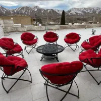 میز صندلی فلز باغی ویلایی مدل کارینا سایبان تاب