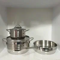 سرویس قابلمه 3 تکه استیل دستی لوکس destilux