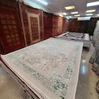 فرش مارون ۹ متری سبز و بژ و طوسی سبز