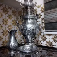 سرویس کامل سماور استیل مناسب جهیزیه|قوری، کتری، قهوه‌ساز دستی|مشهد, گاز|دیوار