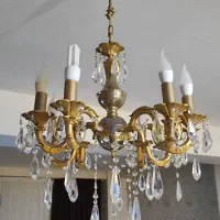 دو عدد لوستر چهارشاخه ۸ شعله با روکش اب طلا