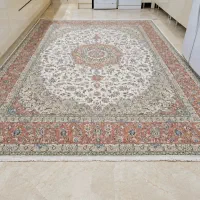 فرش ماشینی ۹ متری کرم صورتی‌