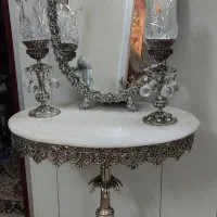 اینه شمعدان به همراه کنسول به رنگ نقره ای سیاه قلم