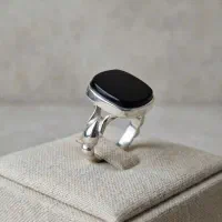 انگشتر مردانه تمام دست ساز عقیق مشکی اصل معدنی