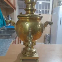 سماور کار کرده ذغالی روسی قدیمی مهردار