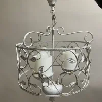 لوستر ۳ شاخه و دیواری پتینه سفید و طلایی