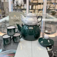 کتری قوری لعابی با فنجان 4 تایی