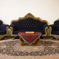 فروش مبل هشت نفره لوکس همراه با پاف‌کاملاً نو