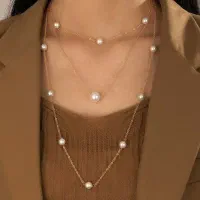گردنی و نیم ست طلا مروارید مینیمال،جذاب و متفاوت