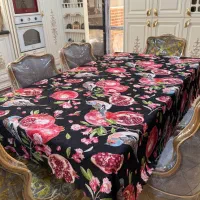 رومیزی طرح شب یلدا پارچه مخمل شانل زیر سفره یلدایی