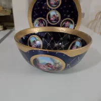 میوه خوری و شیرینی خوری زیر و رو قاب و قدح سرمه ای