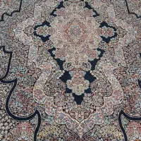 ۲ تخته فرش ۹ متری ۷۰۰ شانه دستبافت گونه سرمه ای