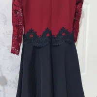 پیراهن مجلسی عروسکی کوتاه، کرپ مازراتی و گیپور|لباس|قزوین, |دیوار