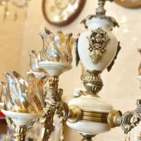 لوستر دوگل بزرگ استاتیک آنتیک ۴شاخه ۸لامپ بزرگ اصل|لوستر و چراغ آویز|تبریز, |دیوار