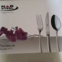 سرویس قاشق و چنگال ناب استیل ۵۷ پارچه اصل (نو)
